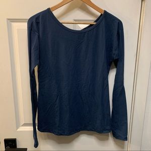 Zella Longsleeve Open Back Long Sleeve Tee - Navy